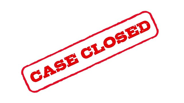 Case closed rubber stamp icon animation with red letters on green screen background