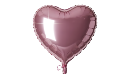A shiny pink heart shaped helium balloon isolated on transparent background for love