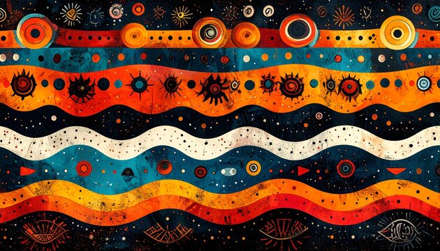 colorful vibrant pattern texture template ethic african tribal wallpaper background for web design or ads
