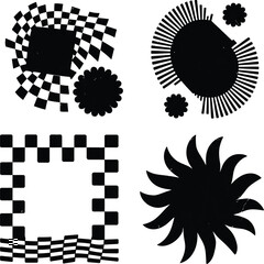 Modern geometric shapes and patterns in black