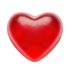 Red Heart Shaped Gummy Candy Sweet features soft gelatin texture with vibrant crimson color. Delicious sugary treat perfect for Valentines Day snack food. Isolated on transparent background, png.