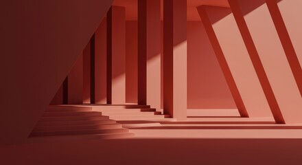 Complex geometric structures generating a visual spatial rhythm, emphasizing repetitive lines, shadows, and architectural flow in abstract forms ,pattern ,grid ,lattice