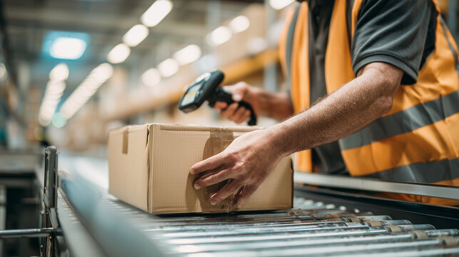 Controllo spedizioni in magazzino con tecnologia barcode. Supply chain e distribuzione.