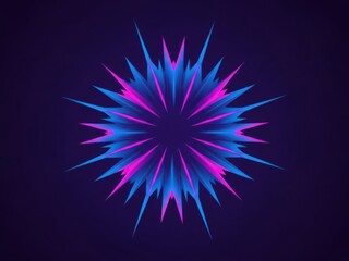 Abstract radial burst of vibrant blue and magenta spike shapes