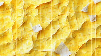 Crumpled yellow paper with a visible grid overlay forms an interesting textured surface
