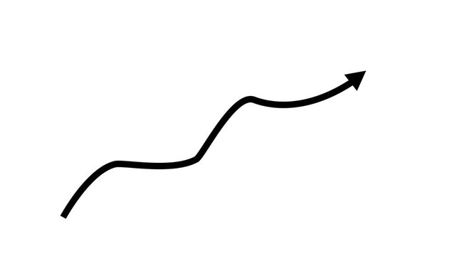 Upward Arrow Symbolizing Growth, Bar Chart Animation for Corporate Financial Report and Statistics. black background....