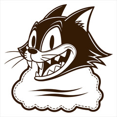 Cute cartoon vector illustration of a happy cat and dog 