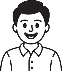 Obraz premium Smiling man avatar simple line art illustration for user profile and identity isolated on white