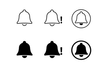 Bell notification icons set. Simple outline and solid fill.