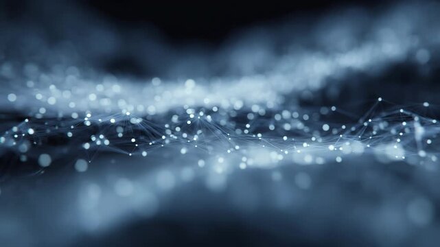 blue dark wave line connection space, star