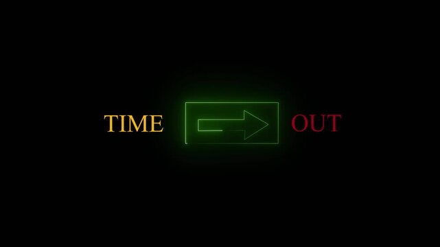 Abstract Neon Time-Out Game Indicator Glow Animation on Dark Background
