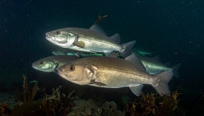 Two fish swimming underwater together.