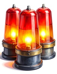 Three vintage-style warning lights