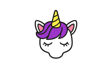 Fototapeta premium Cute Cartoon Unicorn Face