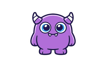 Fototapeta premium Cute purple monster with big eyes and horns