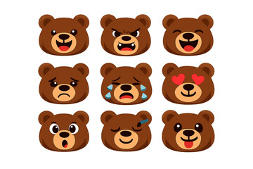 Obraz premium Cute Bear Emojis with Different Expressions