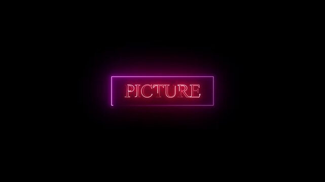 Abstract Pink Neon Text Picture Symbol Animation &ndash; Dark Background