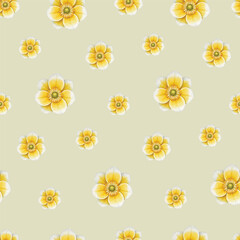Seamless floral pattern with yellow spring flowers