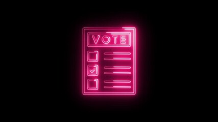 Voting Icon Animation with Glowing Lines on Black Background