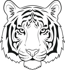 Obraz premium Striking black and white tribal style tiger face illustration perfect for creative designs
