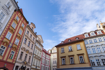 Fototapeta premium Buildings with colorful facades in the historic center of Prague