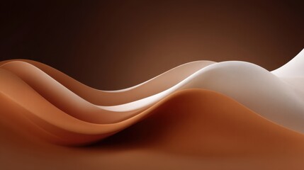 Elegant Curves and Soft Waves of Brown and White Tones in Abstract Design for Backgrounds or Artistic Displays