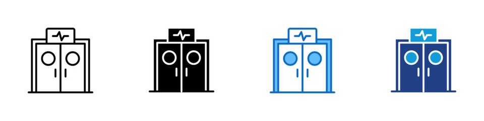 Emergency Room Multiple Style Icon Design Vector - Emergency hospital entrance symbolizing urgent care, trauma response, and critical medical treatment