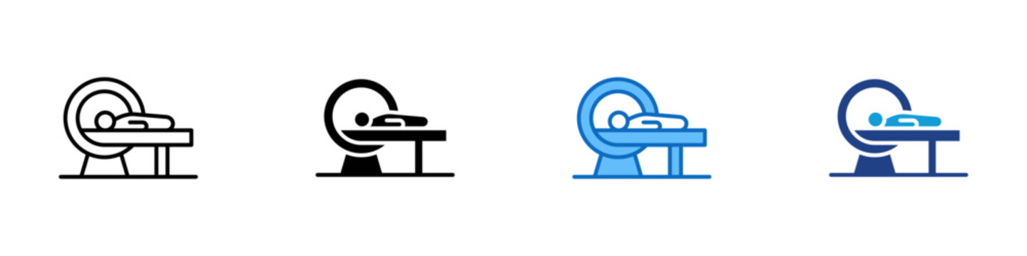 MRI Scan Multiple Style Icon Design Vector - Medical MRI scanner representing advanced diagnostics, imaging technology, and patient examination