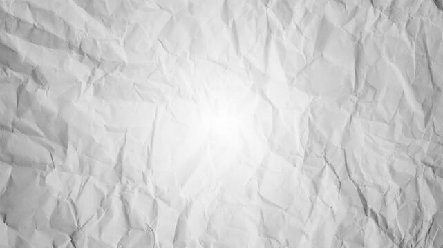 White crumpled paper stop motion texture animation with vignette for grunge retro background.