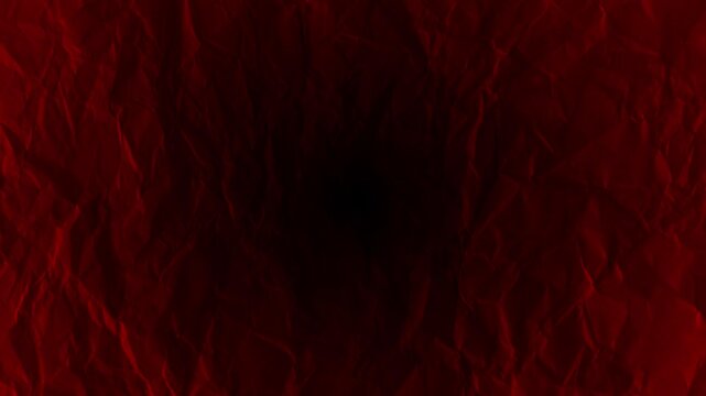 Dark red grunge crumpled paper animation with vignette for horror halloween background.