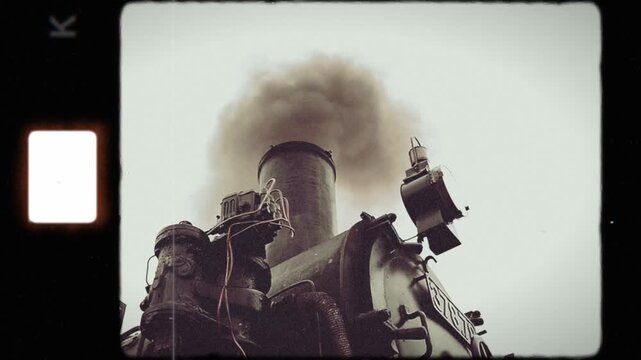 Old historical steam engine train locomotive 