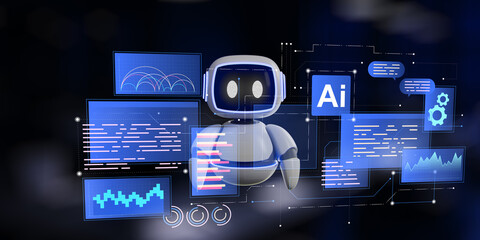 Artificial Intelligence Robot with Digital Dashboard and Data Interface.