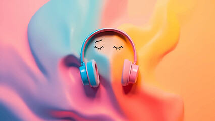 world introvert day vector icon, headphones and closed eyes symbolizing inner world, clean flat vector style
