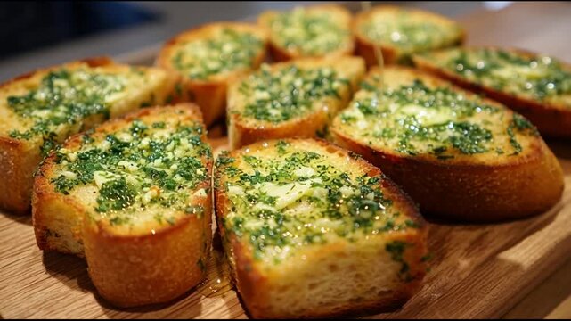 Garlic Bread Slices With Parsley Butter