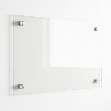 Clear acrylic l-shape partition isolated on white background