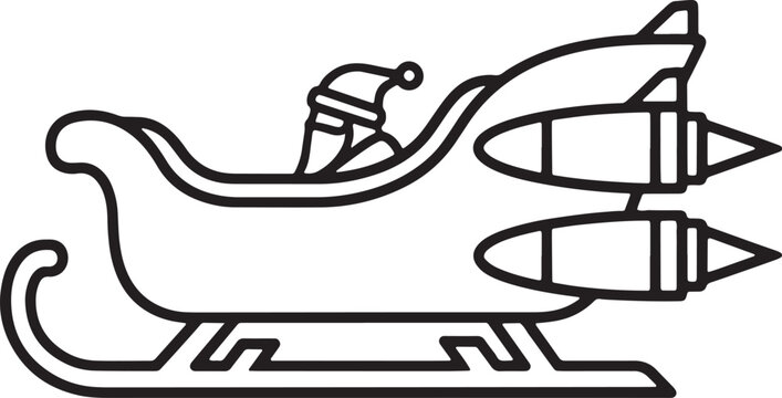 Futuristic santa sleigh silhouette icon vector rocket powered christmas flying santas sleigh sci fi holiday transport logo symbol sign festive illustration