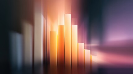 Abstract Digital Bar Chart with Colorful Gradient Background Representing Growth and Success in Business and Finance Strategies and Concepts