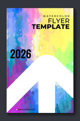 Colorful rainbow vector watercolor vertical backgrounds for poster, banner, book cover or flyer