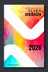 Colorful rainbow vector watercolor vertical backgrounds for poster, banner, book cover or flyer