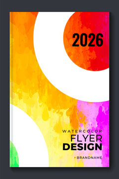 Colorful rainbow vector watercolor vertical backgrounds for poster, banner, book cover or flyer