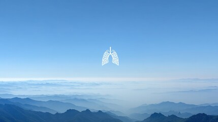 A stunning aerial view of mountain range with clear blue sky and clouds in the background, highlighting the peaceful natural landscape and scenic horizon