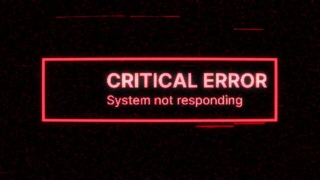 Critical error message with red glitch effect and CRT scanlines