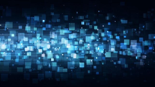 Abstract blue technology and finance background with pixel patterns, futuristic fintech design, digital science vector illustration, high-tech innovation concept - Powered by Adobe