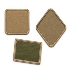 Three military patches isolated on white background