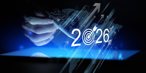 Global Strategic Growth and Business Targets for 2026 Illustrated on a Digital Interface.