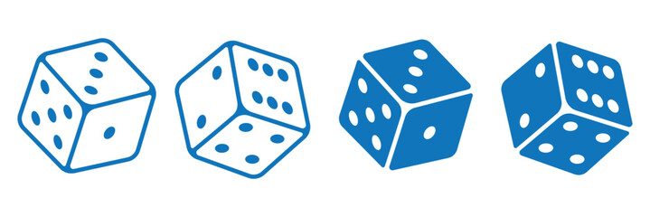 Pair of dice to gamble or gambling in craps line art vector icon for casino apps and websites