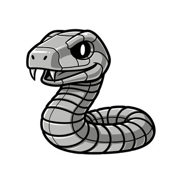 Robotic Snake Character Design Illustration.