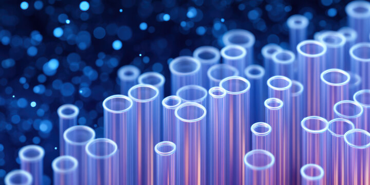 Futuristic blue biotechnology tubes glowing with abstract science light - Powered by Adobe