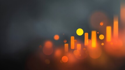 Abstract Background of Orange and Yellow Light Bokeh with Bar Graph Elements Representing Growth and Progress in Digital Art Style