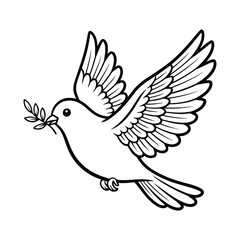 Obraz premium Peaceful dove flying with olive branch